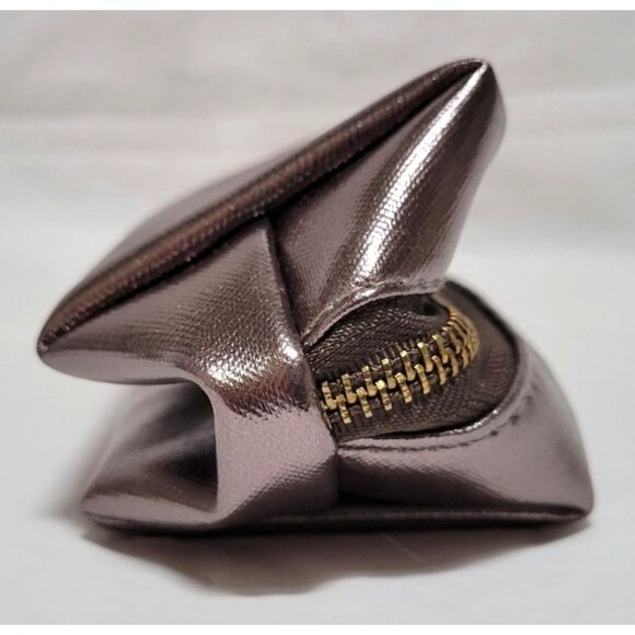 SeneGence Metallic Gun Metal Cosmetic Makeup Bag With Gold Zipper - Picture 3 of 7